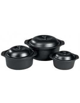 Round black ovendish with lid - MEDIUM
