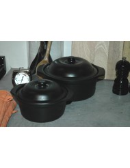 Round black ovendish with lid - MEDIUM