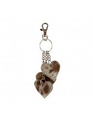 Key chain 3 hearts brown