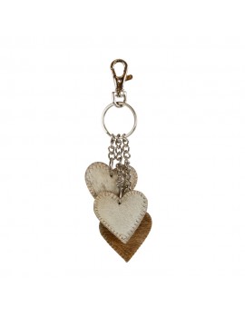 Key chain 3 hearts brown