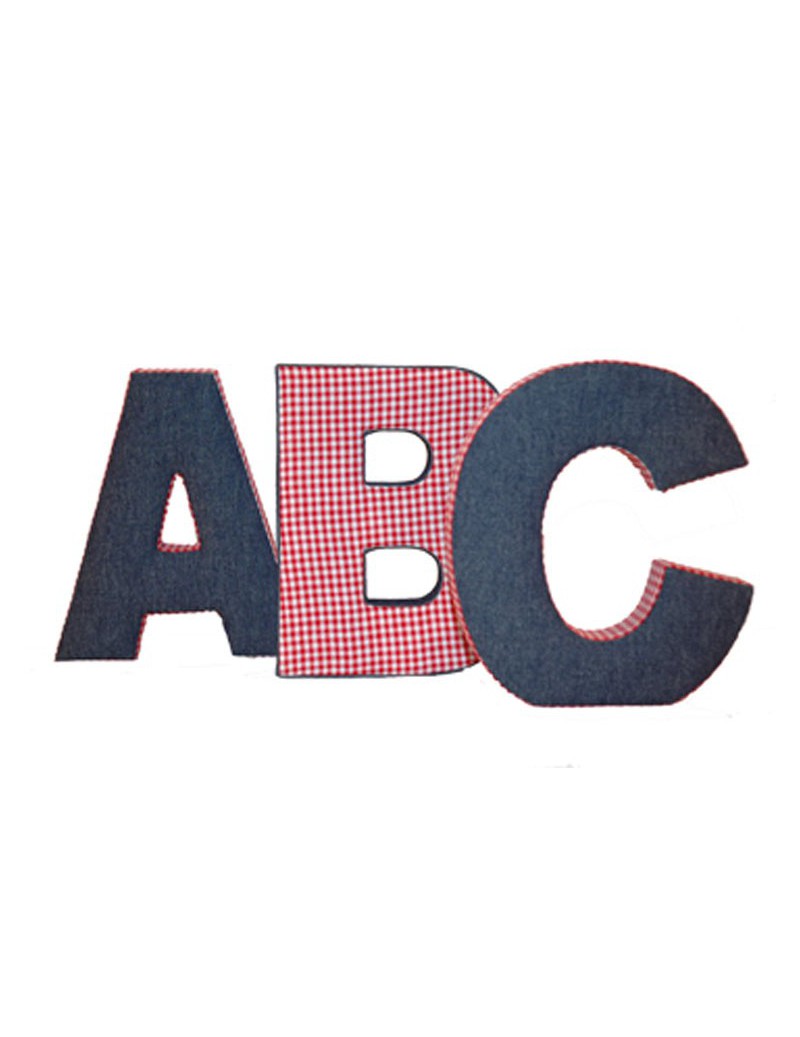 Set ABC jeans-rood geruit. Flamant